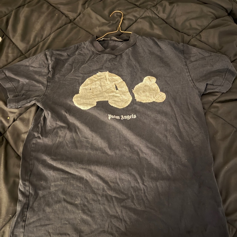 Palm Angels Black Tee with Silver Graphic